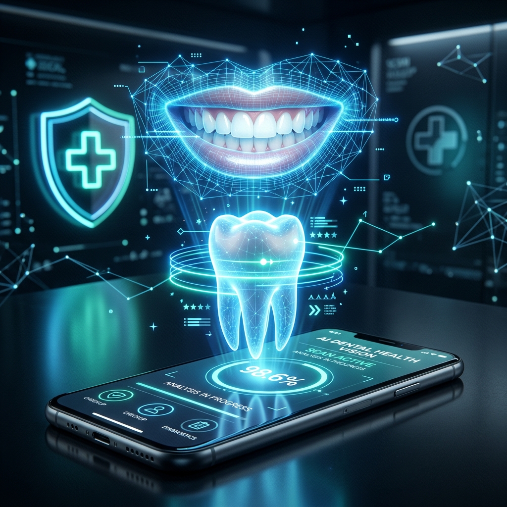 Orela AI Holographic dental screening visualization mockup
